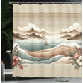 thumbnail image 3 of Ambesonne Nautical Shower Curtain, Serene Horizon Sailboat, 69"Wx70"L, Tan Sepia and Pale Seafoam, 3 of 4