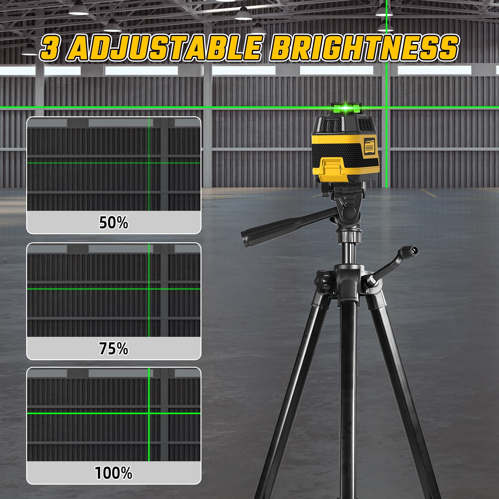 IKOVWUK Laser Level with Tripod, 3x360° Cross Line Laser for Construction and Picture Hanging, Level Tool with 5200 mAh Rechargeable Battery, Compact Adjustable 59.8-inch Tripod Included