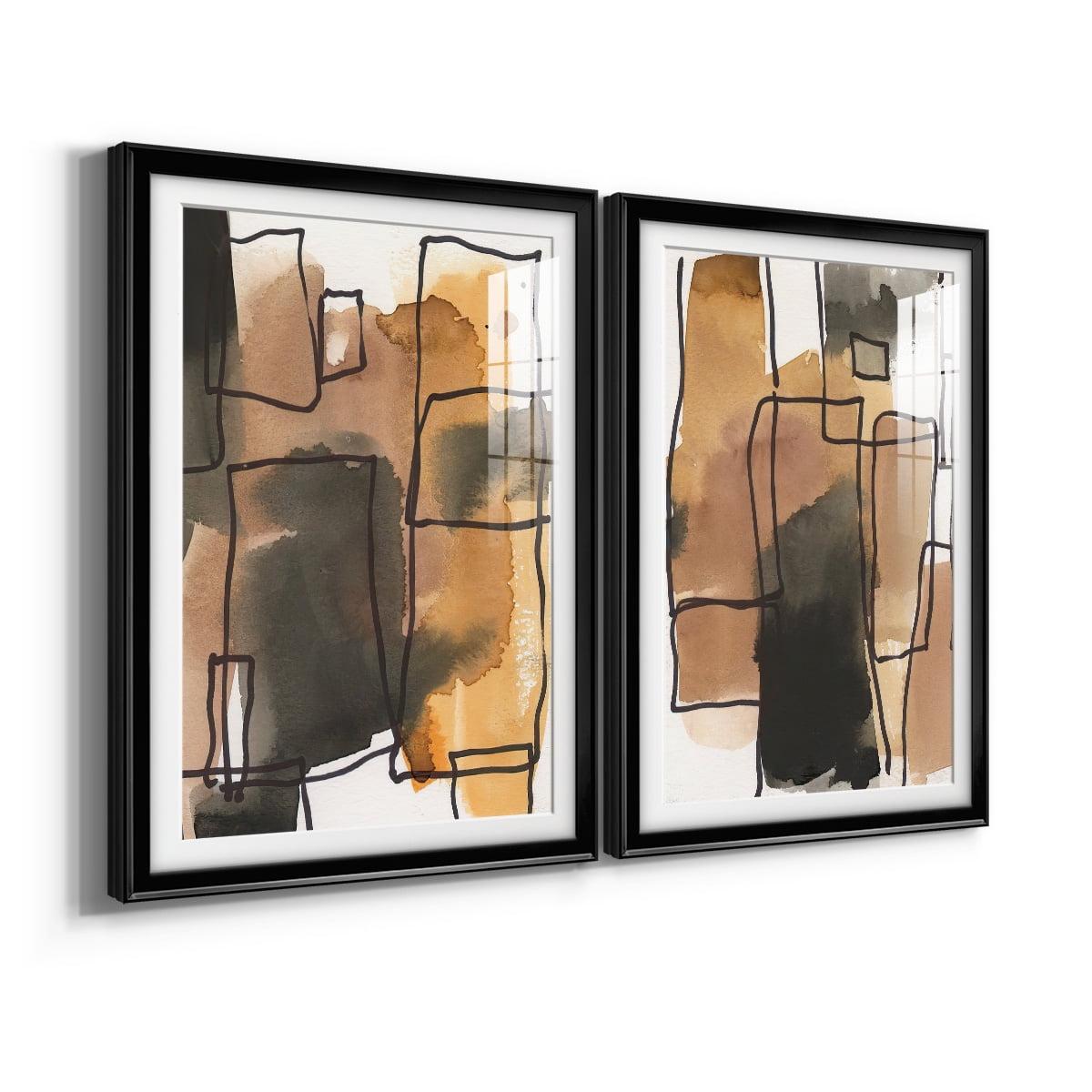 Wexford Home Retro Vibe I Premium Framed Print, 26.5" x 36.5" - Ready to Hang, Black (Set of 2)