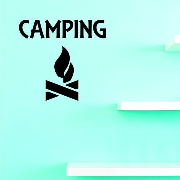 Custom Decals Camping Wall Art Size: 16 X 24 Inches Color: Black
