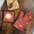 thumbnail image 5 of Red Christmas Gingerbread Man Pattern Kitchen Oven Mitt and Pot Holder Sets 2 Pcs for Baking, Cooking and Grilling, Heat Resistant Up To 392 °F, 5 of 7