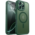 thumbnail image 1 of Étui Magnétique pour iPhone 16 Pro Max avec Protection Complète de la Caméra [Compatible avec Magsafe] [Mat Translucide] Étui de Téléphone Protectrice, Violet, Vert Foncé, 1 of 5