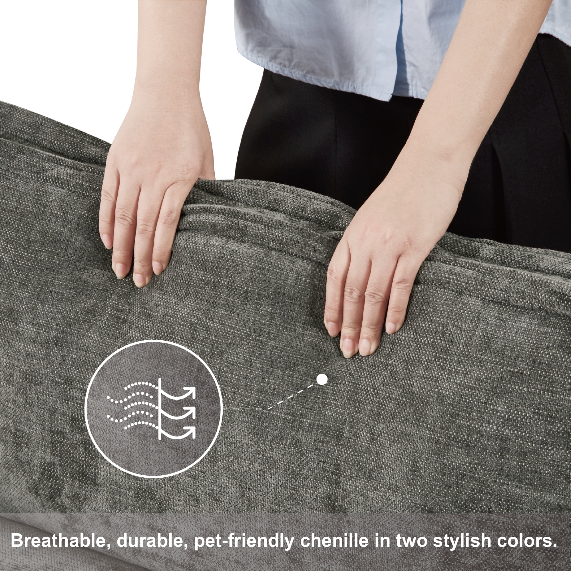 Avobird  Cloud Couch Modular Sectional Sofa, 107" L Shaped Convertible Couch Chenille Thick Cushion with Ottoman and Pillows for Living Room, Gray