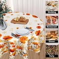 thumbnail image 4 of Fall Floral Round Tablecloth 60 Inch,Watercolor Orange Wildflowers Autumn Reusable Washable Polyester Table Cover Seasonal Indoor Outdoor Dining Decorations for Home Party Picnic, 4 of 7