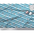 thumbnail image 2 of Soimoi Blue Poly Georgette Fabric Coffee Cup & Stripe Print Fabric by the Yard 42 Inch Wide, 2 of 3