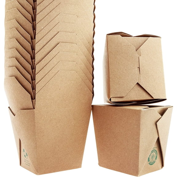 Avant Grub 8 oz & 16 oz Microwave-Safe Brown Take Out or To-Go Food Paper Boxes, 50 Each