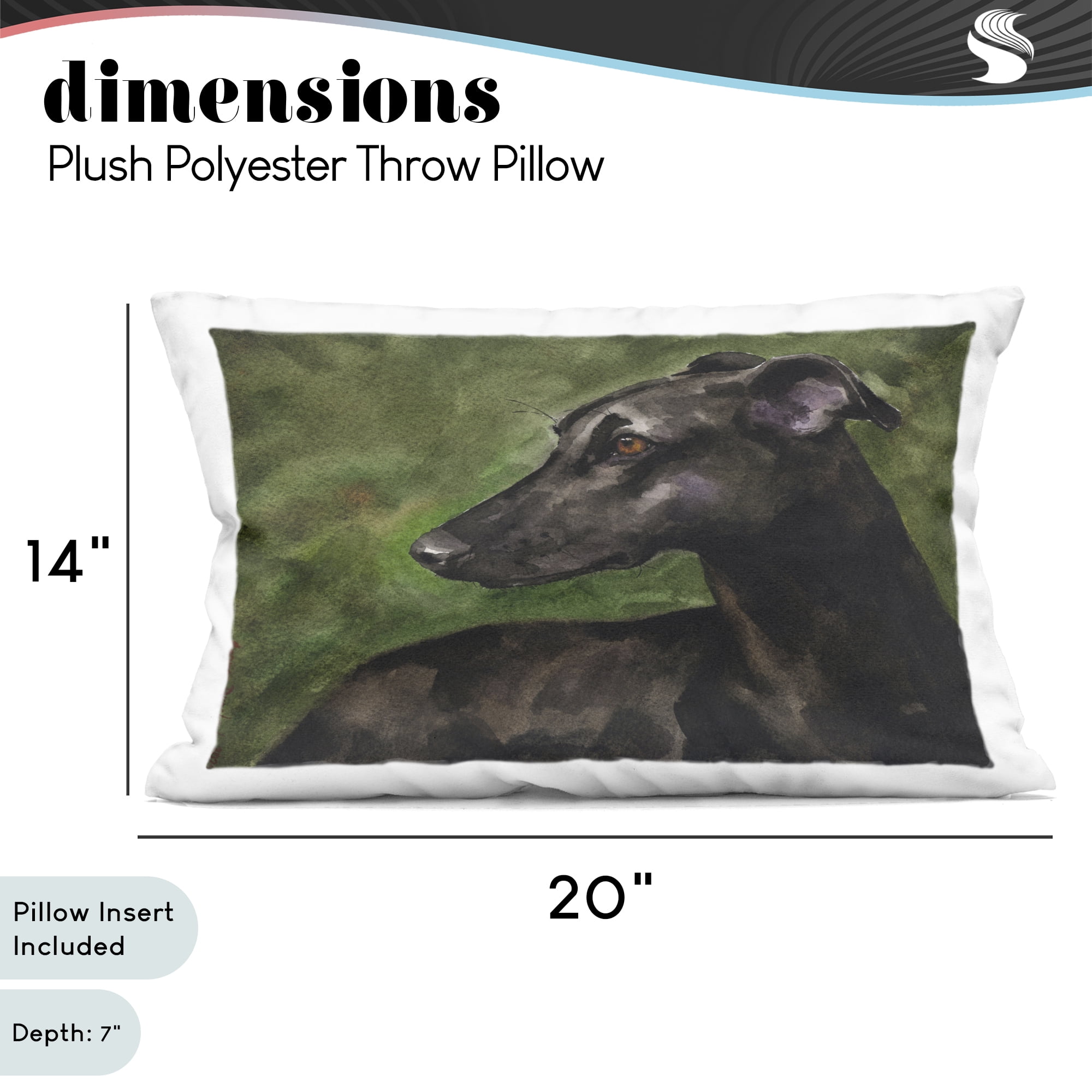 Stupell Industries Black Greyhound Portrait Decorative Printed Throw Pillow, design by George Dyachenko