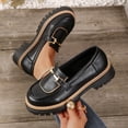 thumbnail image 2 of ZACPNCV Women's Matte Leather Block Heel Loafers Chunky Heel Round Toe Slip On Retro Casual Shoes Comfortable Vintage, 2 of 9