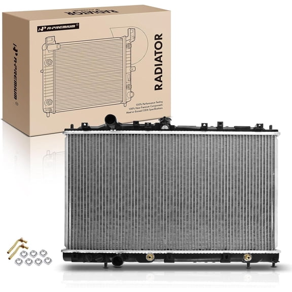 A-Premium Engine Coolant Radiator with Transmission Oil Cooler Compatible with Mitsubishi Mirage 1997-2002 L4 1.5L, L4 1.8L, Automatic Trans. Replace# MR187964, MR299619