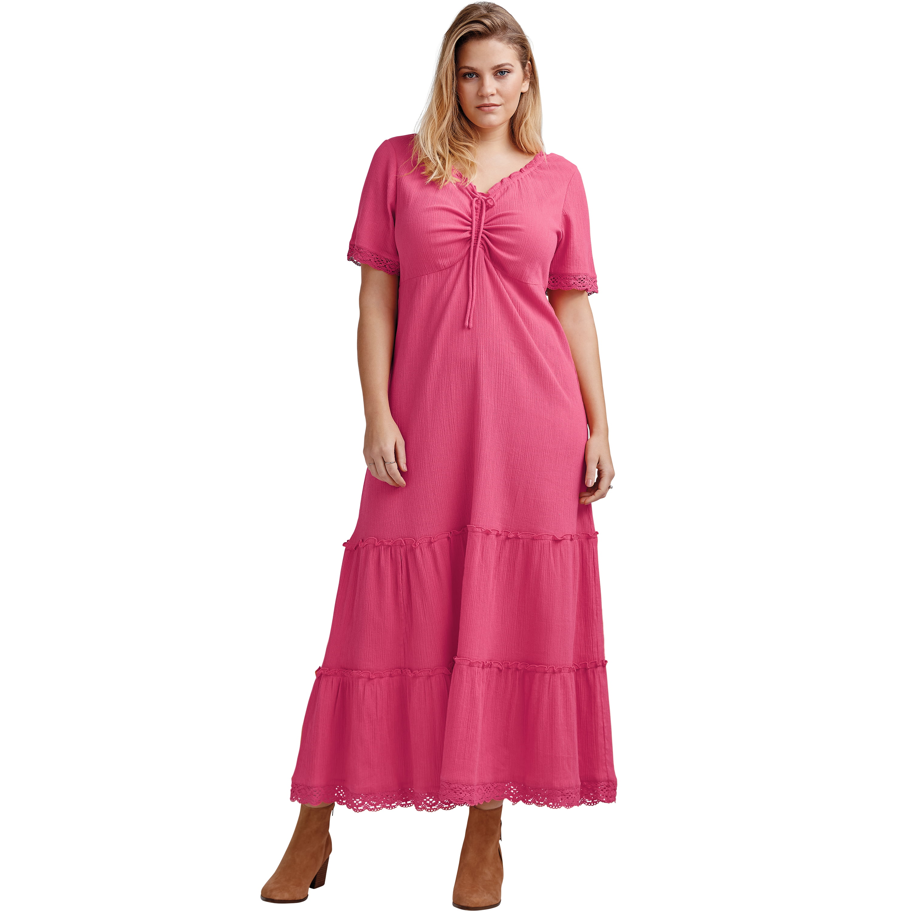 Ellos - ellos Women's Plus Size Gauze Maxi Dress - Walmart.com ...