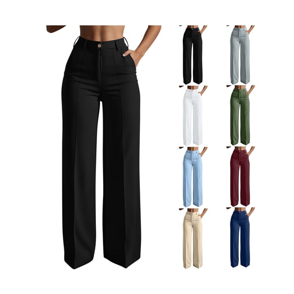 Womens Dress Pants High Waisted Plus Size Dress Pants Breathable Straight Leg Business Casual Pant Office Business Slacks