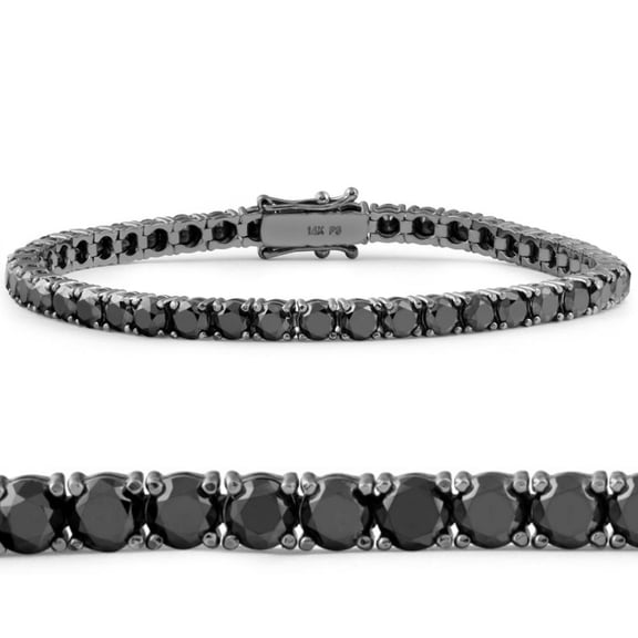 Pompeii 10 1/2 Ct Black Diamond Tennis Bracelet 14k Black Gold 7" (Black,I2-I3)