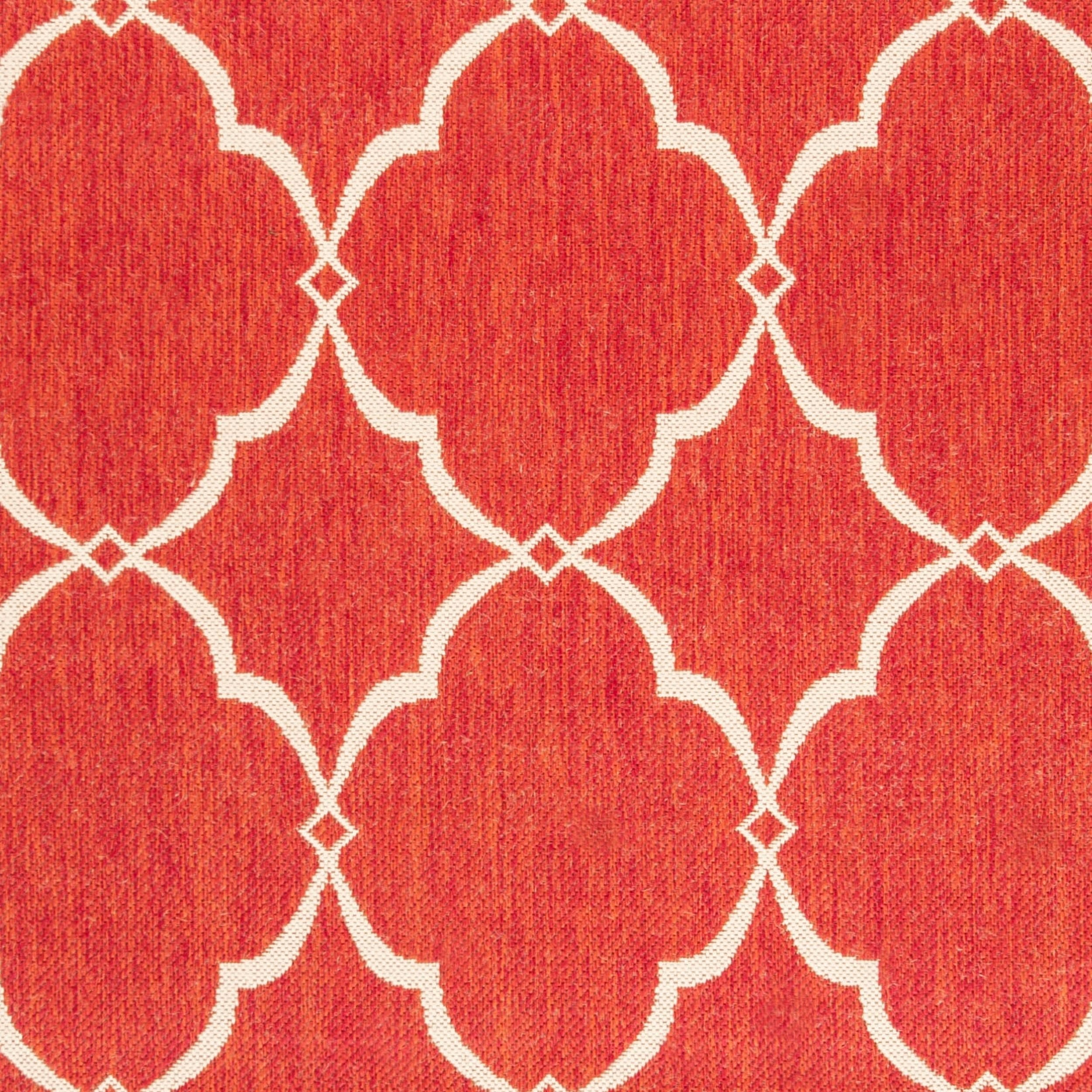 SAFAVIEH Beach House Nick Indoor/Outdoor Area Rug Red/Cream, 6'7" x 6'7" Square