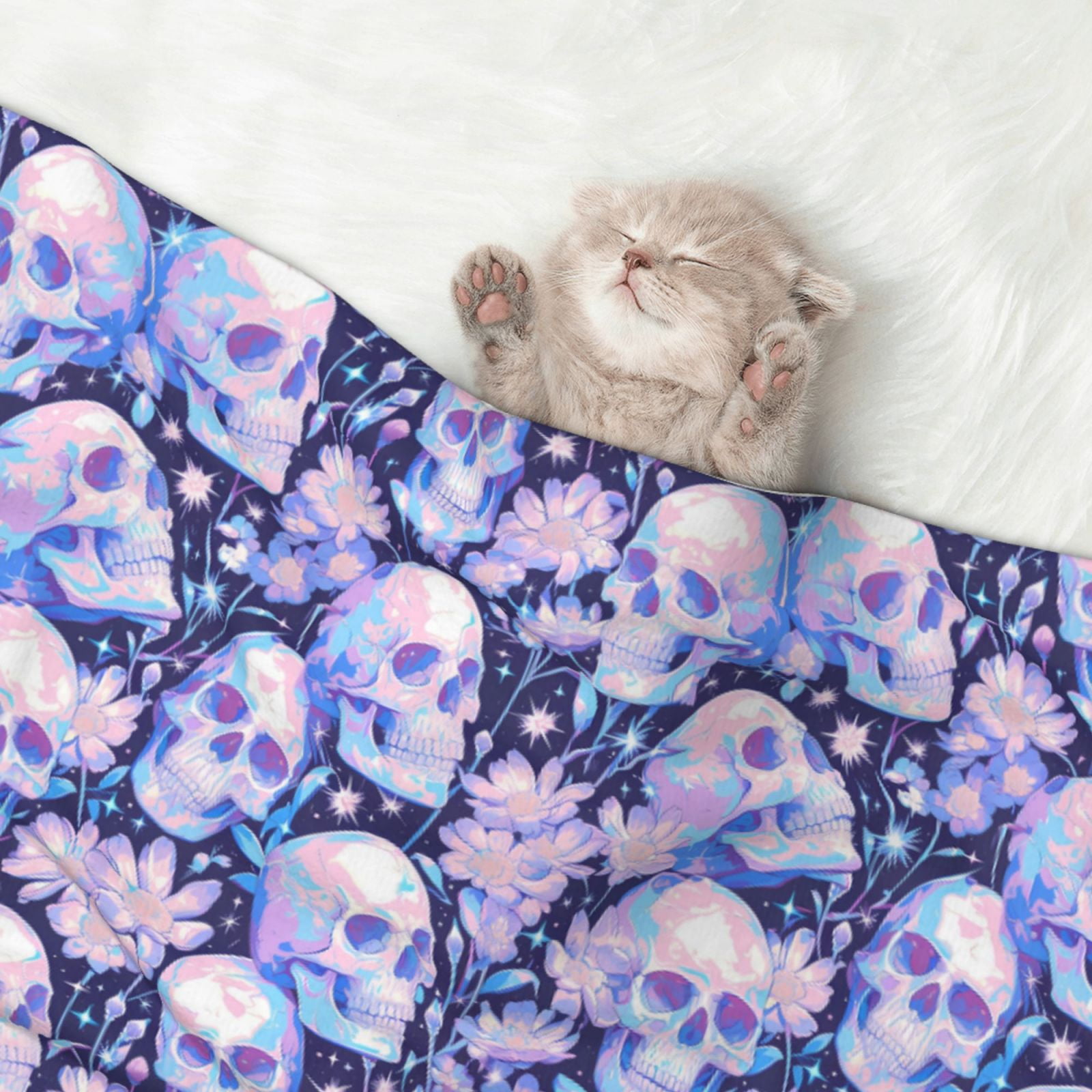Naloa Skull star crystal Dog Blanket, 3 Sizes Cat Blanket for Indoor Cats Large Medium Small Dog Gifts-Large