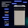 thumbnail image 4 of 13 Gallon 50L Smart Automatic Trash Can with Lid, Stainless Steel Thickened Kitchen Trash Can with Super Mute Touch Free Sensor, Touchless Rectangular Trash Can for Kitchen Office Bedroom, Light Grey, 4 of 9
