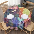 thumbnail image 3 of Round Waterproof Tablecloth 60×60 Inch, Boho Style Reusable Indoor/Outdoor Durable Table Cover for Party Kitchen Dinner Room Decor, 3 of 6