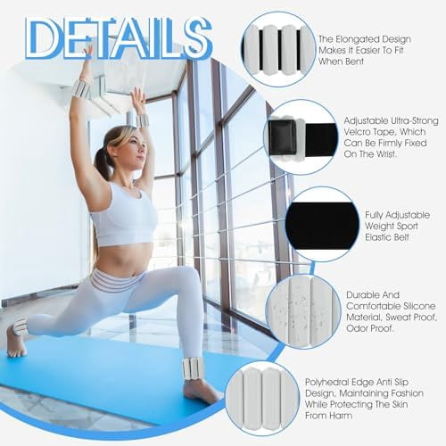 Wrist Weights Set of 2(1Lbs Each), Adjustable Wrist and Ankle Weights for Women and Men, Wearable Arm & Leg Weights Set for Walking, Yoga, Swimming, Cardio, Aerobics, Gym
