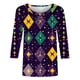 thumbnail image 2 of TaTaai Carnival Women's Casual Print Round Neck 3/4 Sleeve T-Shirt Loose Top Gift, 2 of 5