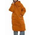 thumbnail image 2 of Long Puffer Jacket for Women, Thickened Winter Coat Hooded with Deep Pockets, Ladies Warm Winter Jacket Orange XL, 2 of 8