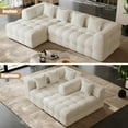 thumbnail image 6 of Wiilayok 120" Boneless-Couch L-Shaped Sofa for Living Room, Cloud Couch with Chaise Lounge, 2 - Piece Sectional Upholstered Chenille Deep Seat Couches with 4 Pillows, No Assembly Required, Beige, 6 of 10