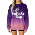 thumbnail image 2 of St. Patrick's Day Sweatshirt for Women Graphic Clover Ombre Print Long Sleeve Crewneck Loose Fit Festival Apparel Holiday Gift, 2 of 8