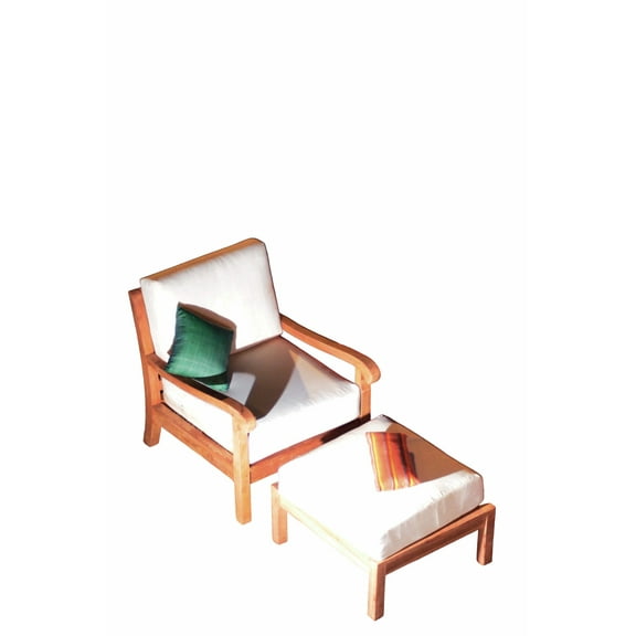 Napa 2 Pc Lounge Chair Set: Lounge Chair & Ottoman With Cushions in Sunbrela Fabric #57003 Canvas White