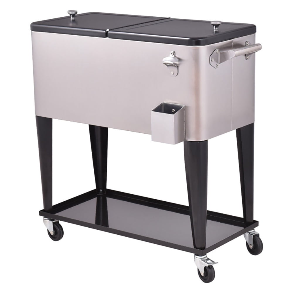Aimee Lii 80 Quart Patio Rolling Stainless Steel Ice Beverage Cooler, Drink Chiller for Parties Aimee Lii 80 Quart Patio Rolling Stainless Steel Ice Beverage Cooler, Drink Chiller for Parties