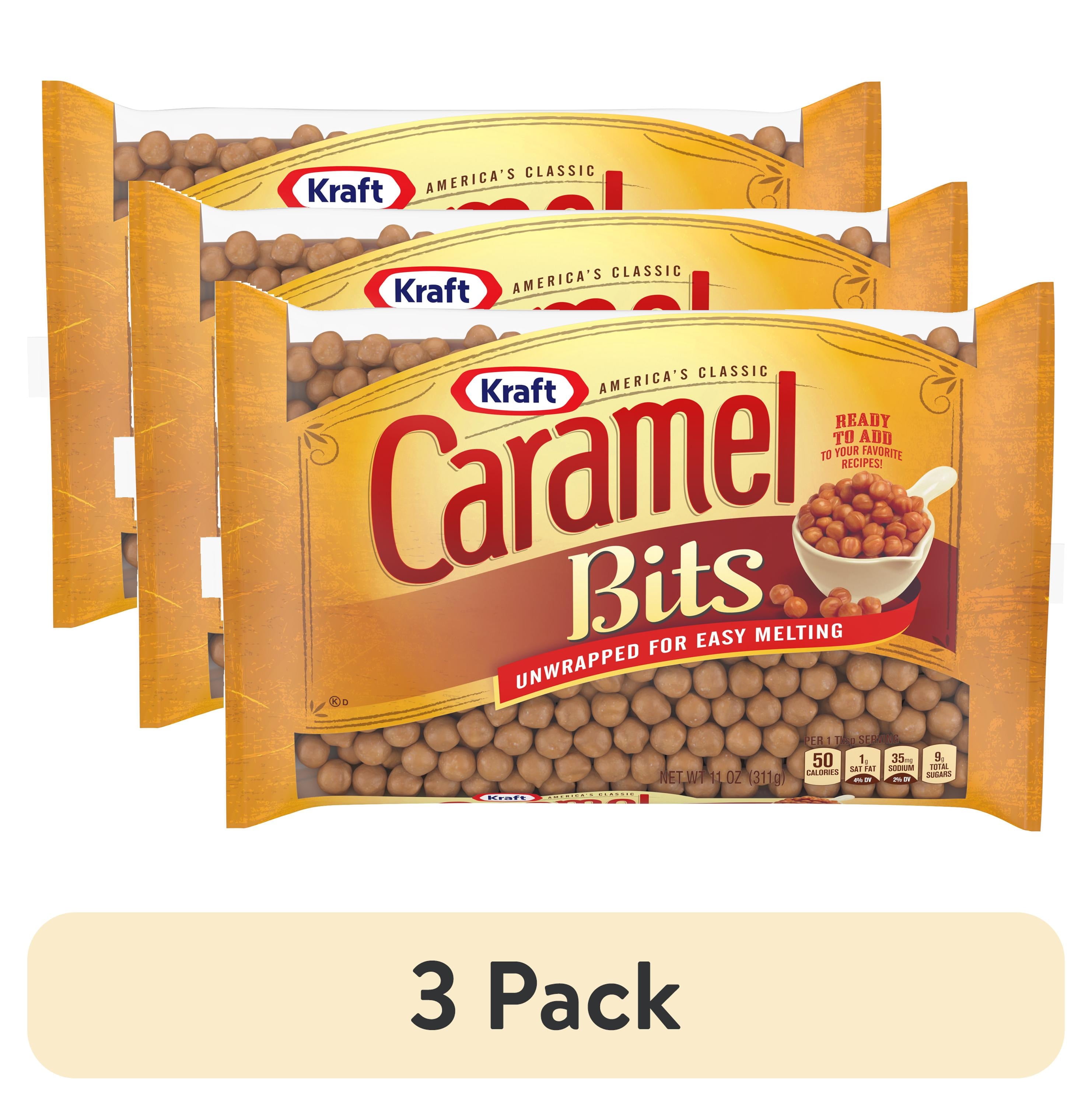 (3 pack) Kraft America's Classic Unwrapped Candy Caramel Bits for Easy Melting, 11 oz Bag