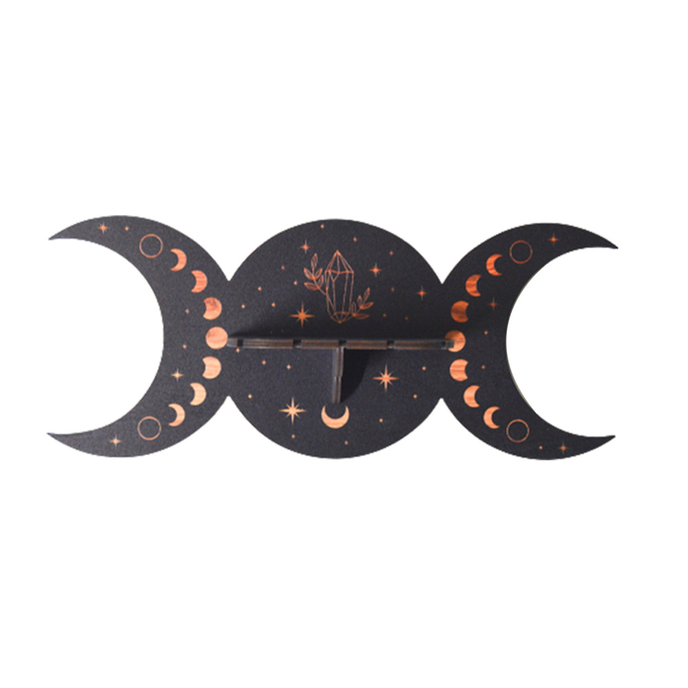 Moon Wall Shelf Wooden Crystal Shelf Maison Crystal Arts Display