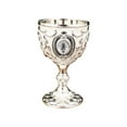 thumbnail image 3 of Plyzle Gothic Goblet Chalice: Ornate Metal with Enamel & Gems. Medieval Home Bar Decor, Fantasy Drinkware, Collector's Piece. 7cm., 3 of 5