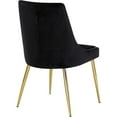 thumbnail image 3 of Maykoosh Baroque Bonanza Modern, Contemporary Velvet Upholstered Dining Chair with Sturdy Metal Legs, Set of 2, 19.5" W x 21.5" D x 33.5" H-Color:Black and Gold, 3 of 10