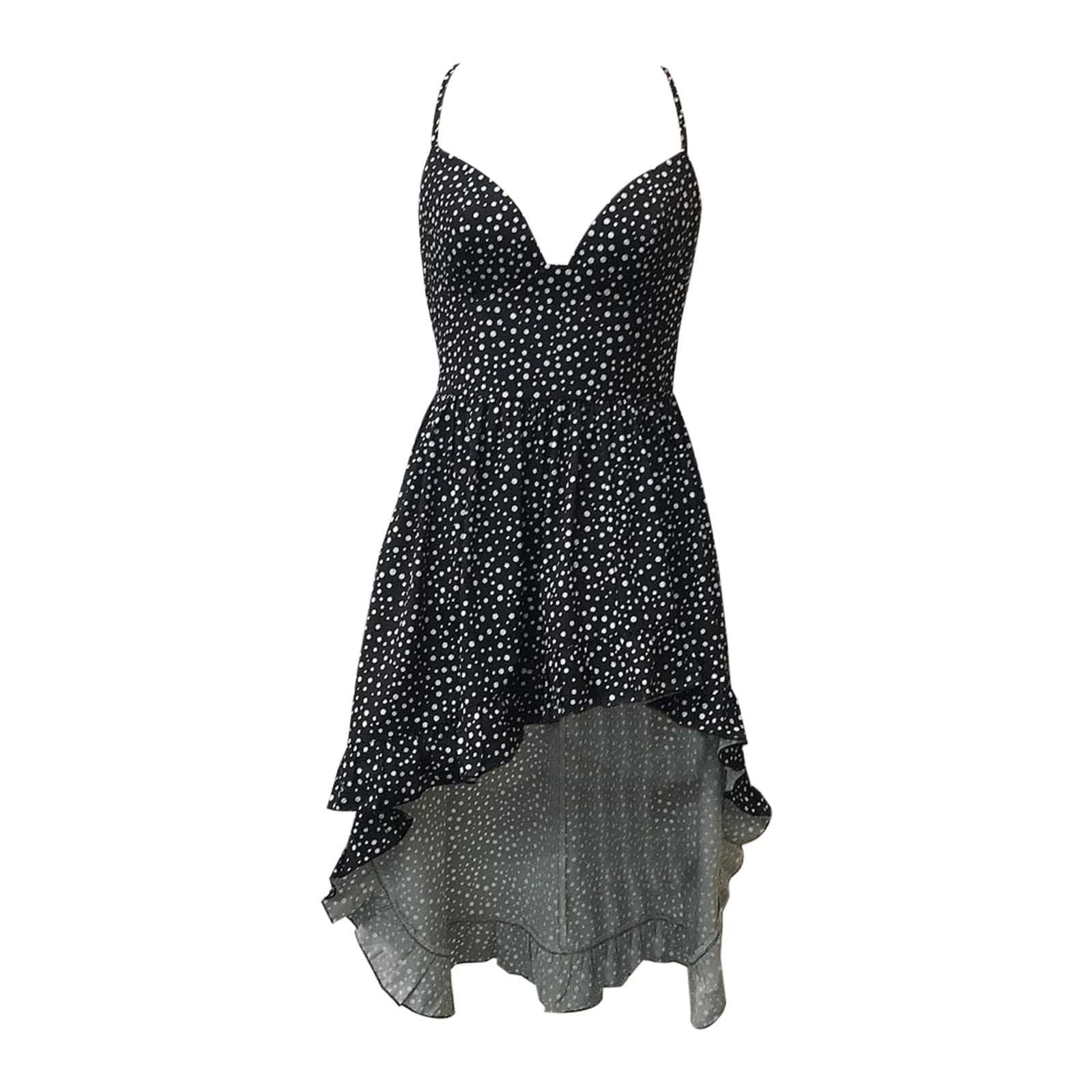 Hvot&aat Western Cowgirl Dress for Women Sexy Spaghetti Strap Deep V Neck Vintage Western Mini Dresses Floral Chiffon Flowy Dress