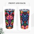 thumbnail image 4 of Kll Colorful Floral Embroidery Mexican Stainless Steel Vacuum Insulated Coffee Cup 20 Oz Insulated Travel Mug Water Cup With Leak-Proof Straw Lid & Flip Lid,1 Metal Straws,1 Cleaning Brush, 4 of 8