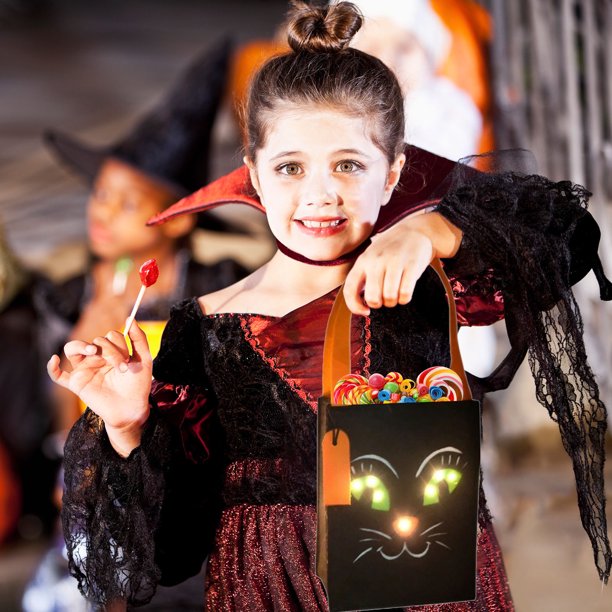 Bolsa Luminosa para Dulces, Decoración de Halloween, Accesorios para Festivales de Fantasmas, Bolso Tridimensional para Fiestas