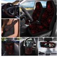 thumbnail image 2 of Qpednta Red Spider Web Car Seat Covers Set 15Pcs Accessories, Steering Wheel Cover, Seat Belt Pads, Garbage Can, Car Coasters, Vent Organizer, Rear View Mirror Cover, for Most Cars, 2 of 7