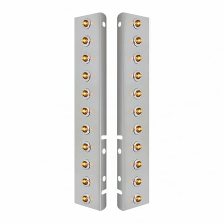 Stainless Peterbilt Front Air Cleaner Bracket w/ 22 Mini LED Clearance/Marker Lights - Amber LED/Clear Lens