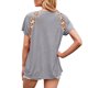 thumbnail image 1 of Guardurnaity - Camiseta de manga corta con estampado de leopardo para mujer, cuello suelto Prendas para la parte del cuerpo Gris XL, 1 of 5