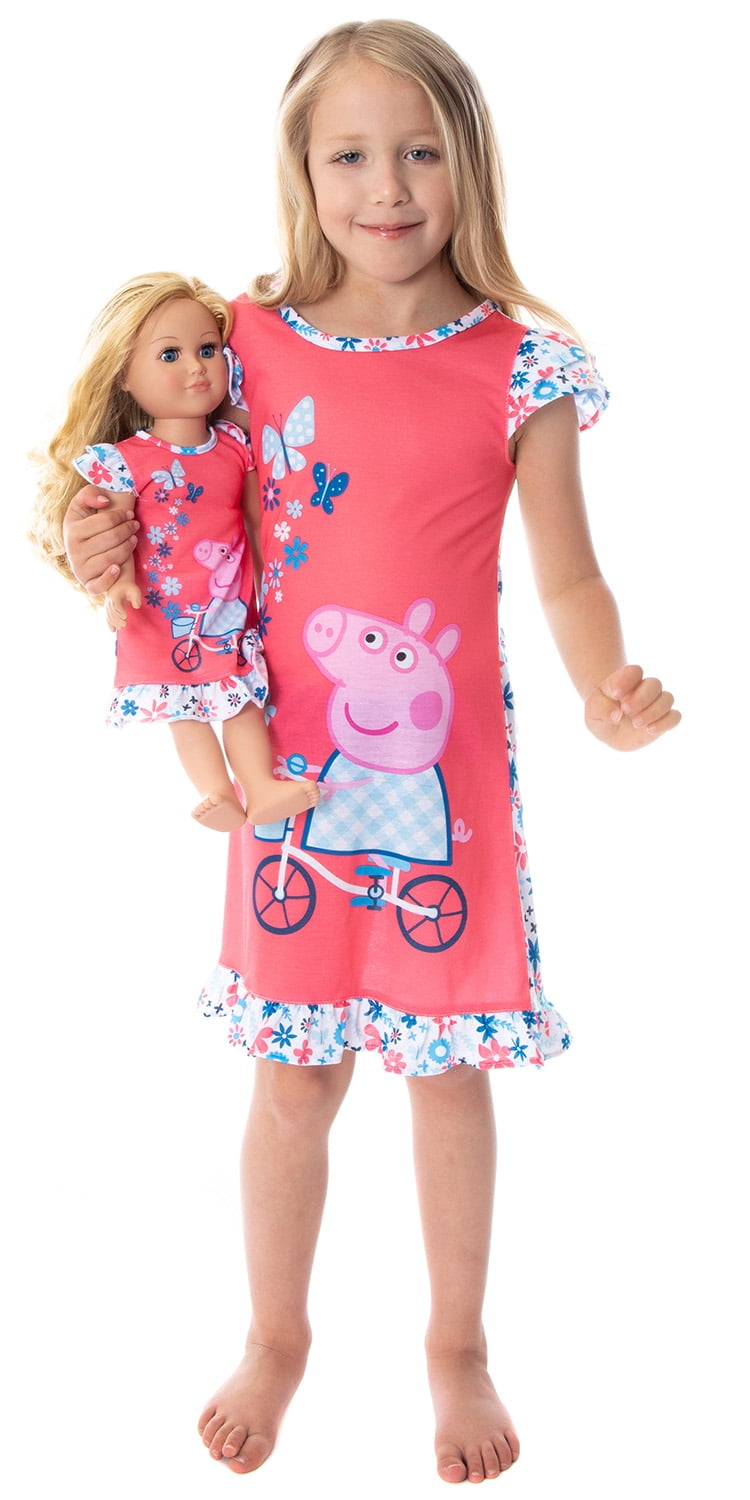 Peppa Pig Toddler Girls Pajamas Nightgown With Matching Doll Gown Set