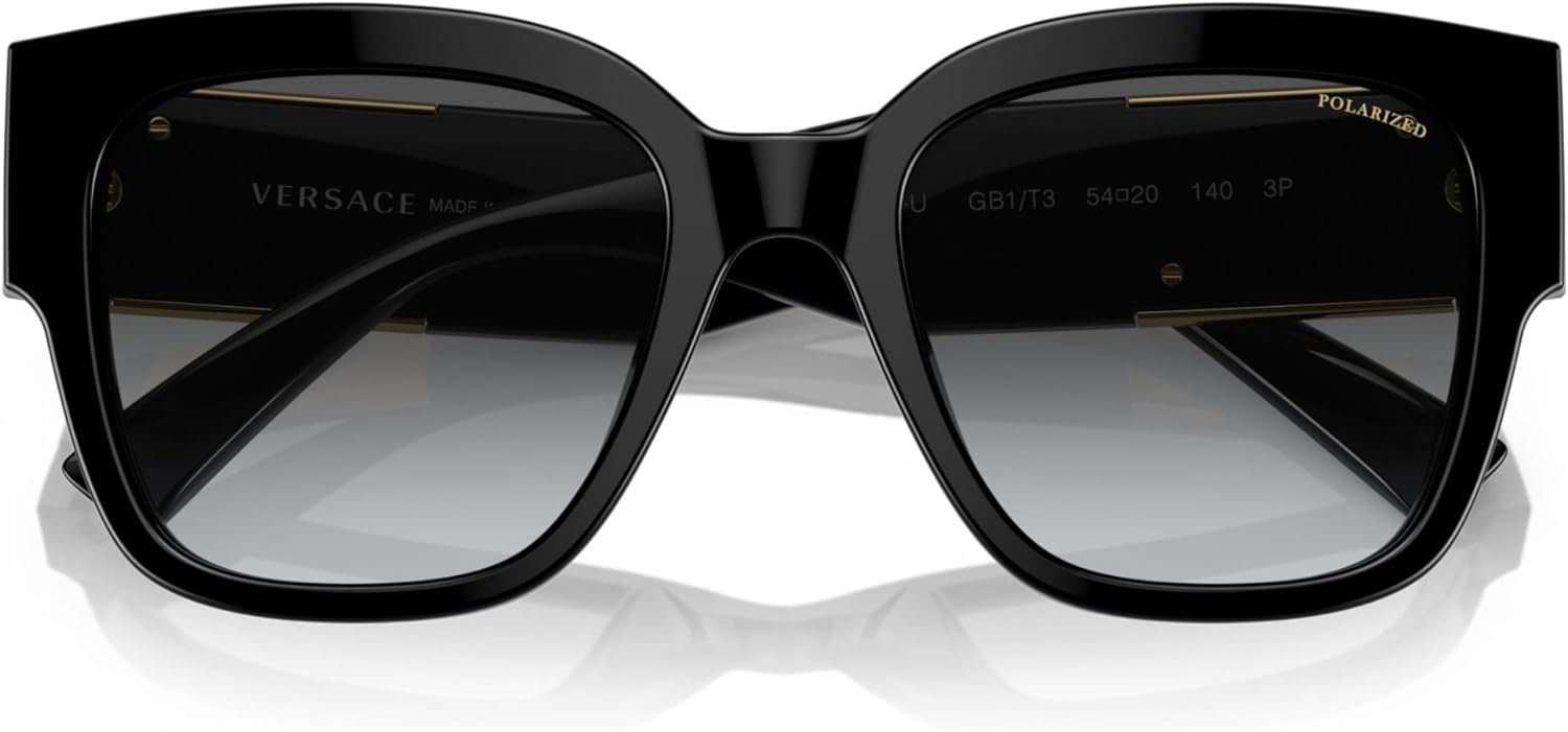Versace VE 4437U Plastic Womens Square Polarized Sunglasses Black 54mm Adult