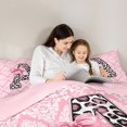 thumbnail image 5 of Homewish Initial A Letter Full Size Comforter Sets for Kids, Bohemian Damask Flower Bedding Comforter Set, Pink Princess Bowknot Reversible Bedding Sets, Lightweight Room Decor, 3pcs, 5 of 8