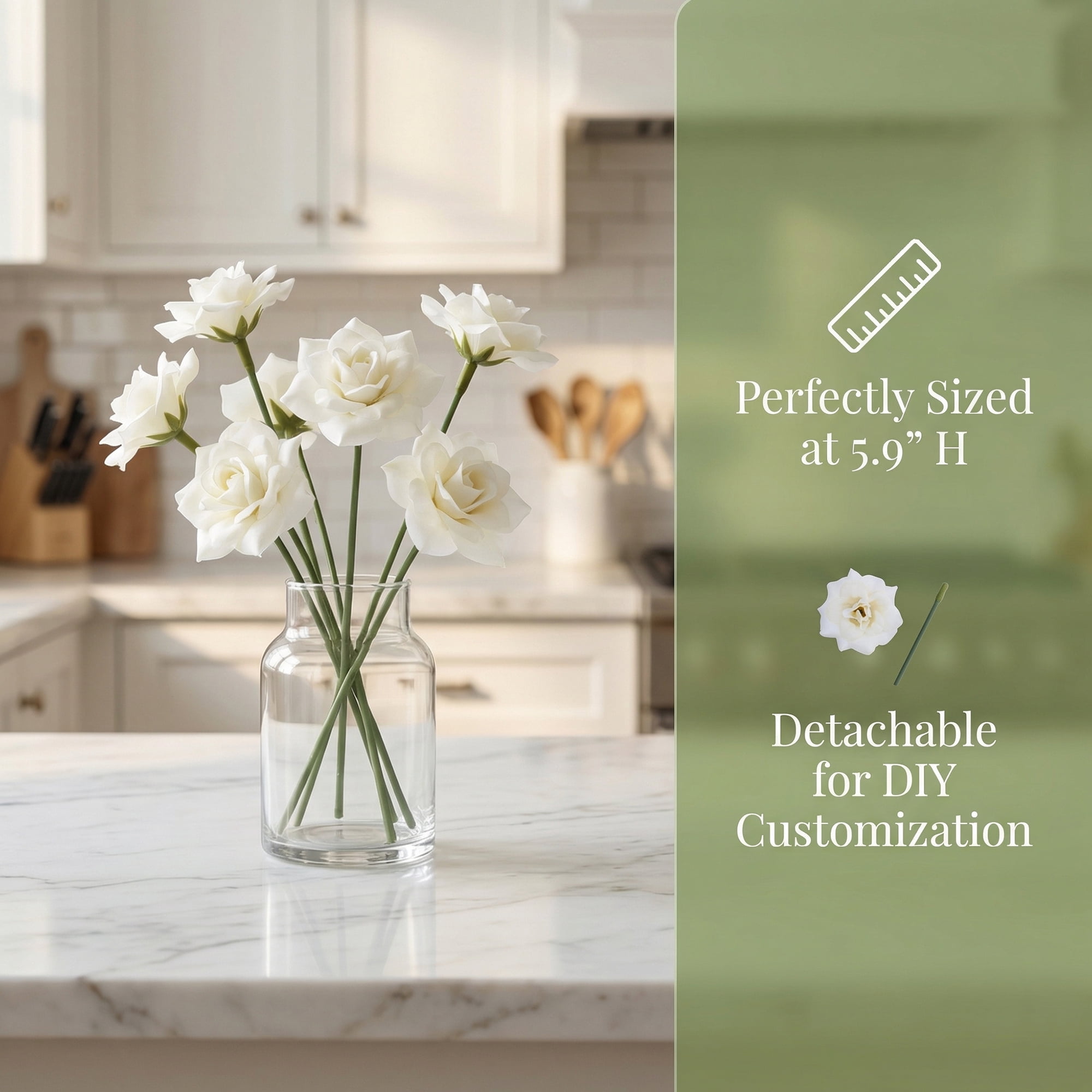 Unique Bargains Artificial Roses Bouquet Silk Rose with Detachable Flower [White]