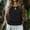 Black, variant on Women's Casual Pleated Sleeveless Top | Round Neck Elastic Hem Summer Blouse