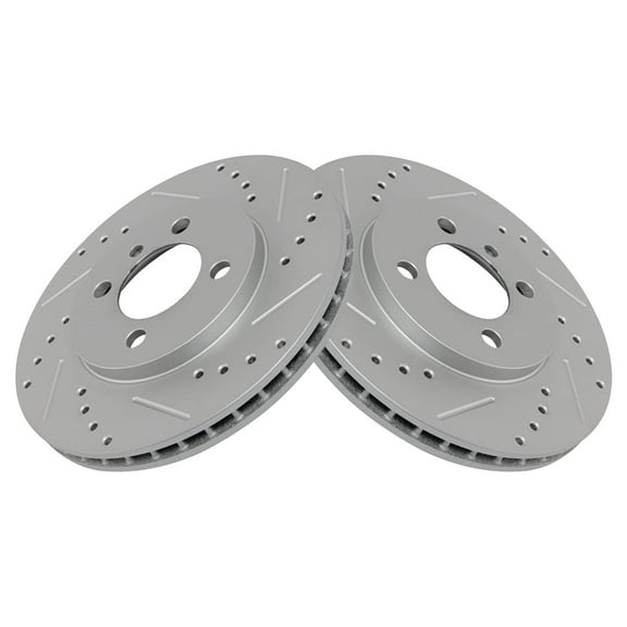 TRQ Front Performance Brake Rotors Set Premium G-Coated Cross Drilled & Slotted Fits Select 1991 BMW 318i 1984-1987 325e 1987-1991 325i 325is 1988-1991 325iX