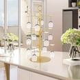 thumbnail image 5 of Wanchiy 3-Tier Metal Cocktail Red Wine Tree Stand with 12 Glass Holders – Crystal Accents for Home Bar, 5 of 8
