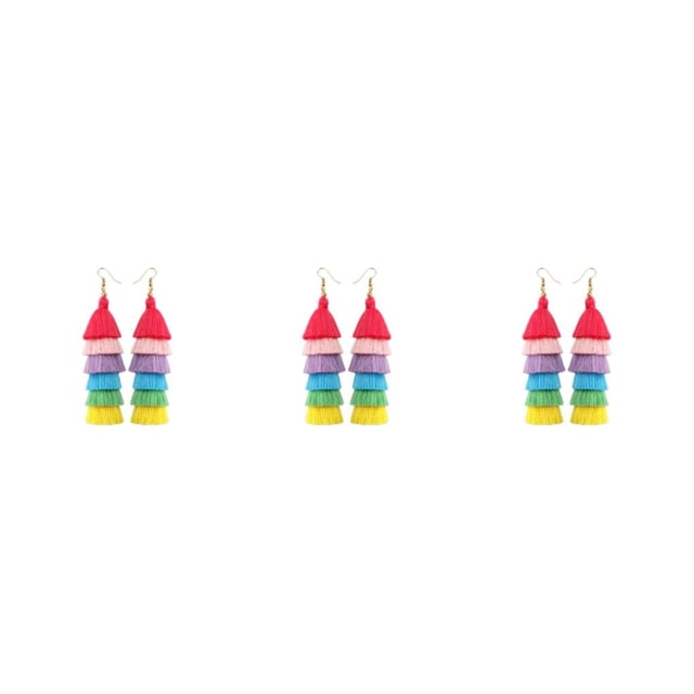 Minnieouse Pendientes de arcoíris para hombre, estilo étnico, colgante de oreja hecho a mano, accesorios con flecos de orgullo, pendientes de Type1 NO1
