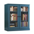 thumbnail image 4 of Palace Imports 100% Solid Wood 3-shelf Bookcase with Adjustable Shelves and Glass Doors, Teal Blue, 4 of 4