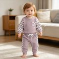 thumbnail image 7 of Kaprioy Baby Boy Romper Newborn Baby Boy Fall Outfit Romper Long Sleeve Plaid Print Patchwork Jumpsuit Bodysuit Elastic Waist Pants Infant Waffle Clothes, 7 of 7