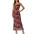 thumbnail image 2 of Vestido Maxi Floral Sin Mangas Bodycon de Cóctel para Mujeres M Burgundy, 2 of 6