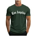 thumbnail image 3 of UVEASISHA Mens Fashion T-Shirts Short Sleeve Cotton Blend Lightweight Workout Shirts Crew Neck Casual Letter Print Graphic Tees Army Green M, 3 of 6