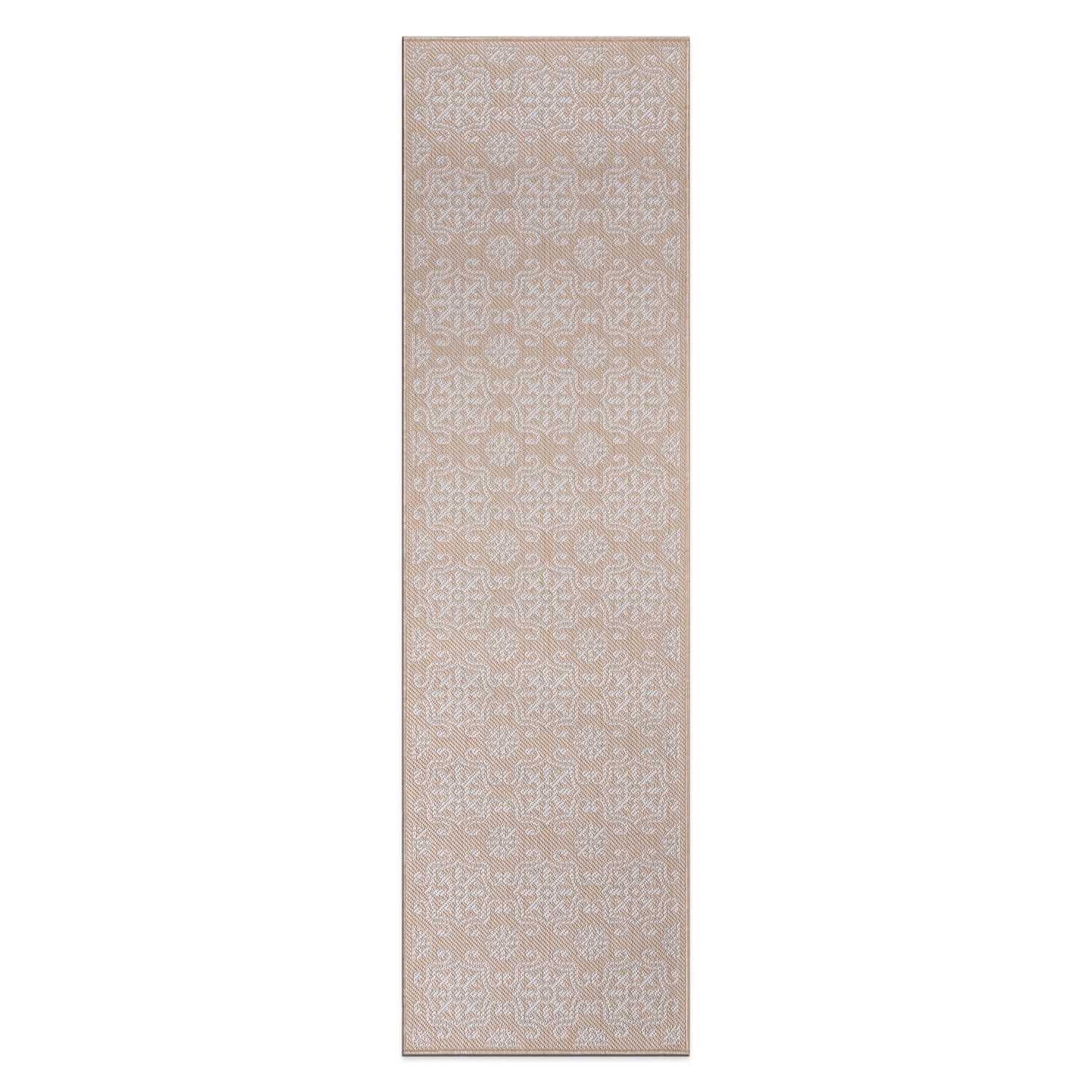 World Rug Gallery Transitional Geometric Textured Flat Weave Indoor/Outdoor Area Rug - NATURAL 2'x7'